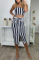 Two Piece Strip Skirt Set