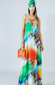 Splash maxi dress / matching scarf