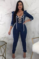 Lace Me Up Denim Jumpsuit